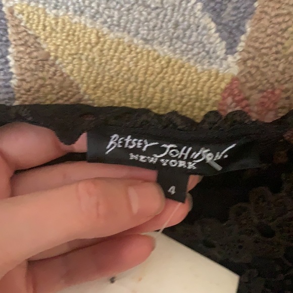 VINTAGE BETSEY JOHNSON BLACK SILK LACE ASYMMETRICAL MINI MIDI SKIRT XS S 4 NWT - Picture 2 of 9